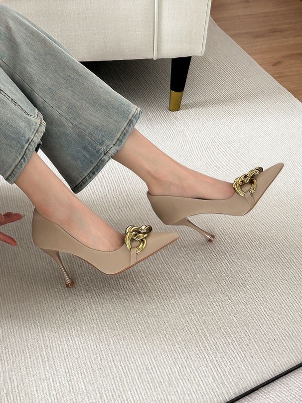 Naked Thin Heeled High Heels 2025 New Spring/summer Collection, Small Stature, Pointed Toe, Niche Design, Temperament,_vogvips.com
