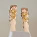 Cameido Ladies' Simple And Everyday Golden Pu Square Toe Flat Sandals_vogvips.com