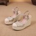 Women's Chunky Heel Mule Sandals With Platform & Open Back - Breathable Linen-Wrapped Sole For Spring & Summer - Black & Beige _vogvips.com