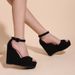 Suede Platform High Heels Women S New Fish Mouth Bag With A Line Belt Fashion Sandals_vogvips.com