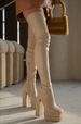 Women's Over The Knee Boots Stretch Square Toe Block Heel Thick Sole 40-43 Large Size Comfortable Fashionable_vogvips.com