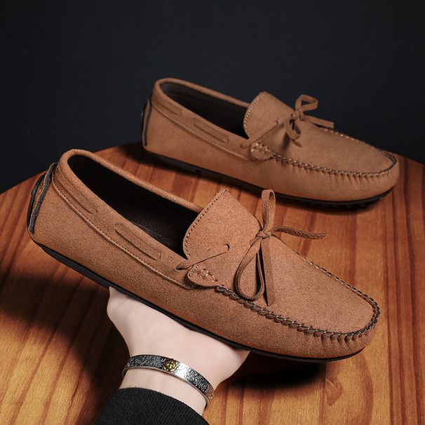 Bean shoes men's fashion casual shoes lazy man slip-on canvas shoes microfiber suede men's shoes_vogvips.com