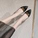 Women's Shoes Chunky Heel Pumps - Pointed Toe Slip-On Dress Shoes With Metal Buckle Detail, Comfortable Mid Heel (3-6cm) For All Seasons, Sizes 34-42_vogvips.com