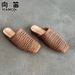Sheepskin Handwoven Closed-Toe Half Slippers For Women, Summer Wearable Breathable Hollow Out Clogs, Flat Sandals_vogvips.com