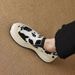 2025 Spring New Thick Color Blocked Round Head Non Slip Versatile Casual Sponge Cake Bottom Lazy One Step Single Women's_vogvips.com