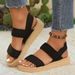 Boho Platform Espadrille Sandals For Women, Comfortable Double Strap Summer Casual Beach Shoes_vogvips.com