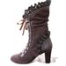 Women's Plus Size High Heeled Fashion Boots Mid Calf Lace Up European American Style Shoes_vogvips.com