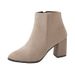 2025 Autumn Winter New Simple Chunky Short Side Zipper Pointed Toe Martin Suede High Heel Fashion Women's Boots_vogvips.com