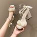MTX Mesh High Heels For Women Summer 2025 New Medium Thick Heel Crystal French Fairy Pearl Roman Sandals Ins_vogvips.com