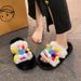 Women's Winter New Slippers For Home And Outdoor Wear, Korean Style Fashionable Thick-Soled Non-Slip Casual Plush Slide_vogvips.com