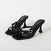 Elegant Heart Buckle Strap Kitten Heel Sandals - Square Toe Satin Summer Slides For Women (Black/Silver/Pink)_vogvips.com