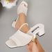 Plus Size Mid Heel Sandals For Women, 2025 Summer New Korean Style, Flyknit, Wearable, One Strap, Fashionable, Chic, And Sophisticated._vogvips.com