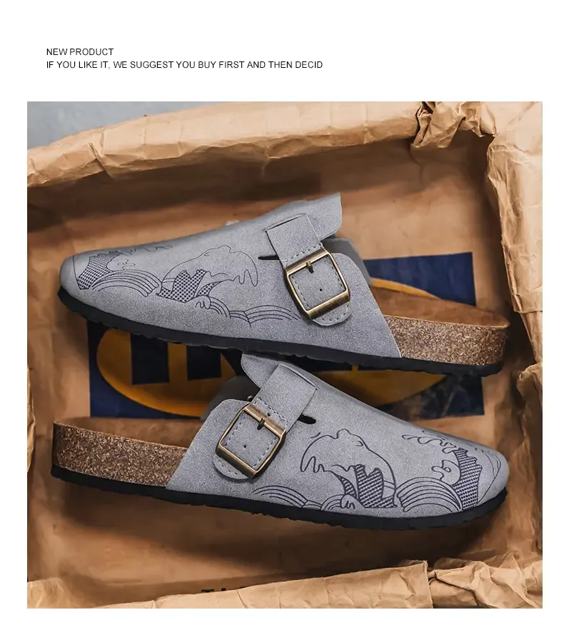 Fashion Men's Suede Mules Men Clogs Insole Sandals With Arch Support Outdoor Beach Slides Home Half Slippers_vogvips.com