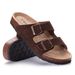 Bebealy Women's Summer Suede Slippers With Arch Support Fashion Double Buckle Geniuine Sandals Comfy Cork Footbed Beach Slides_vogvips.com