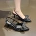 2024 New French Style Rhinestone Bowknot Closed-Toe Sandals For Women Spring Summer Pointed Toe Sexy Stiletto High Heels_vogvips.com