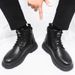 Men's Shoes Large Size Black Martin Boots Men's British Style Work Boots Outdoor Trendy Shoes Mid Cut Leather Boots Men's Autumn Leisure_vogvips.com