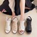 SHLIANG New Style Women's Casual Roman Sandals Plus Size Zipper Up Round Head Fashionable High Heel Solid Color Polyurethane Lining Y0201_vogvips.com