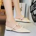 599-26 French Style Wedge Pointed Toe Sandals Versatile Bow Mid-High Heels Height Increasing Closed-Toe Mules For Women_vogvips.com