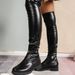 Women's Shoes Knee High Boots Chunky Heel Round Toe Casual Winter Boots Slip On PU Leather Waterproof Platform Boots For Women_vogvips.com
