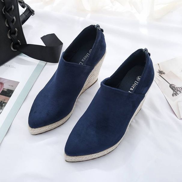 Women's Chunky Heel Boots – Slip-Resistant Platform Wedges With Breathable Lining | Winter Ankle Booties (Black/Deep Blue, EU 34-41)_vogvips.com
