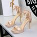 French Style High-heeled Open-toe Waterproof Platform Single-strap Rear Bow Satin Over-the-knee Slip-on Women's Shoes_vogvips.com