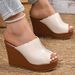 Women's Shoes Platform Sandals For Women, Thick Soled, Large Size, Cross Border, Summer Fish Mouth Wedge Heeled Slippers_vogvips.com