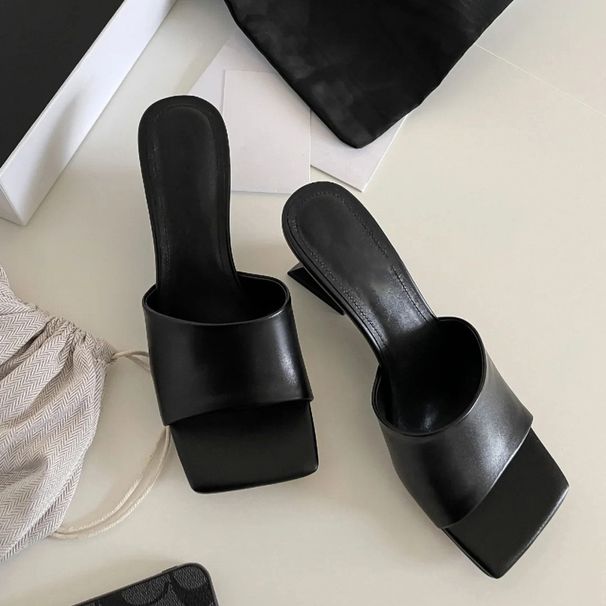 Square Irregular Open Toe Women's High-End Mules Outdoor Elegant High Heel Sandals_vogvips.com