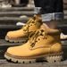 European Warm Series Winter Warm Fleece-Lined Thickened Yellow Top Layer Cowhide Martin Boots's High-Top British Style Outdoor Work Shoes_vogvips.com