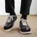 ShoeVault Men's Training Thick British Style Student School Campus Leather Derby Oxford White Sole Lace-up Trendy Shoes_vogvips.com