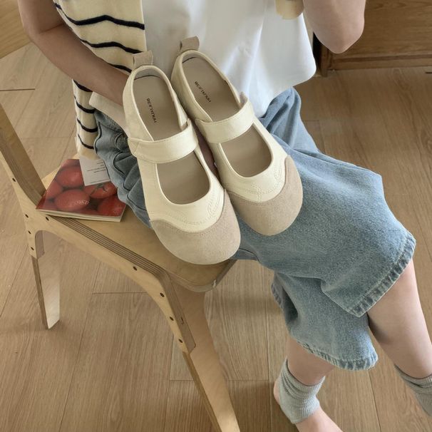 Leather Mary Jane For Women 2025 Summer New Flat Soft Sole Velcro Fashion Versatile Casual Shoes_vogvips.com