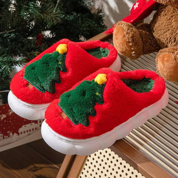 2024 New Cross-Border Exclusive Christmas Tree Women's Home Unisex Autumn Winter Slippers With Barcode For Dropshipping_vogvips.com