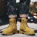 Top-Grain Leather Boots For Men, Winter Large-Size Martin Boots, Men's Outdoor Sports High-Top Shoes, Men's Yellow Work_vogvips.com