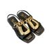 Metal Chain Flat Bottomed For Women's Outerwear. 2024 Summer New Internet Famous Fairy Style Square Open Toe Sandals_vogvips.com