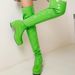 Women's Chunky Heel Round Toe Knee High Boots - Fashionable Winter & Autumn Boots In 7 Colors (White, Yellow, Red, Green, Black, Purple, Orange)_vogvips.com