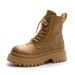 Big Yellow Boots Women 25 New Retro Spring And Autumn Martin Boots Motorcycle Ankle Boots_vogvips.com