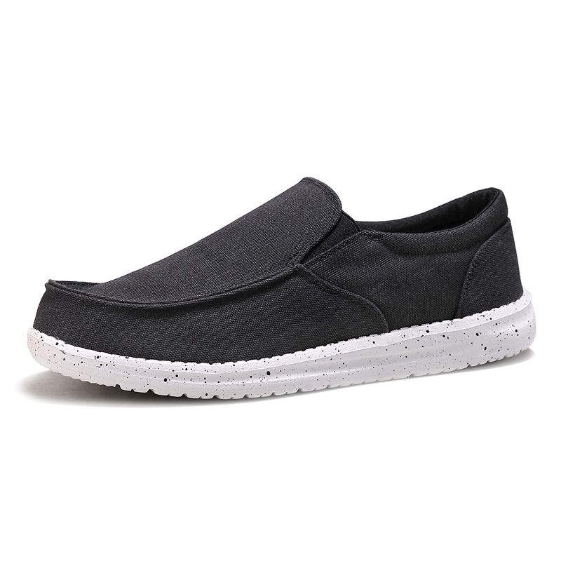Men's Slip-On Canvas Loafers - Breathable Comfort, Lightweight Casual Shoes For Spring, Summer & Fall - Round Toe, Elastic Band, Neutral Style_vogvips.com