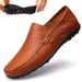 ct Suitable For All Seasons Men's Leather Casual Driving Shoes Soft Sole Korean Style Trendy Slip-On Loafers_vogvips.com