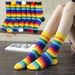 Rainbow Socks For Women Of The Tube All Match Ins Super Hot HyunA Style Net Red Student Striped Color Socks_vogvips.com