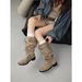 Merlad Women's Pleated Slouch Boots Chunky Heel Slimming Versatile Fashion Over The Knee Western Riding Boots_vogvips.com