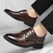 Euro Step Large Size Men's Leather 2025 Spring New Brogue Business For Men Office Shoes_vogvips.com