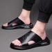 Men's Premium Leather Sandals With Cushioned Sole - Comfortable & Breathable Summer Slides For Casual And Beach Wear_vogvips.com