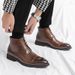 Men's Stylish High-Top Pointed Toe Dress Boots - Faux Leather Oxford Shoes For Business & Casual Wear (Black/Brown)_vogvips.com
