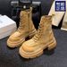 Martin For Women 2025 New Spring And Autumn British Style Thick-Soled Canvas Motorcycle Hiking Ankle Thin Yellow Boots_vogvips.com