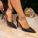 High Heeled Sandals Black Fashion High Heeled Women's Shoes Stilettos With Metal Chains Fashionable Pointed High Heeled Sandals_vogvips.com