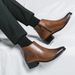 Men's Fashion Pointed Toe Chelsea Boots Vintage Distressed Leather Ankle Boots For Casual Wear, Slip-On Design With Rubber Sole, Mid Heel (3-5cm)_vogvips.com