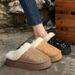 Women's Winter Slip-On Slippers With Thick Rubber Sole, Faux Suede Upper, Glitter Rhinestone Decor, Cozy Indoor Outdoor House Shoes_vogvips.com