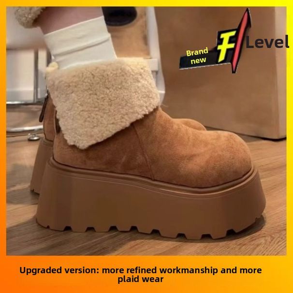 Niche Simple Thick-Soled Height-Increasing Snow 2025 Autumn Winter New Versatile Comfortable Fleece-Lined_vogvips.com