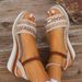 New Large Slope Heel Thick Bottom Sandals Straw Weaving Water Diamond Sparkling Simple And Comfortable Fashion Buckle_vogvips.com