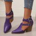Women’s Shoes Rhinestones Large Size Fashion High Heel Sandals Thick Heel Pointed Toe Retro Belt Buckle Hollow Single Shoes_vogvips.com