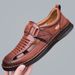 Summer Men's Genuine Perforated Breathable Soft-soled Casual Leather Shoes, Slip-on Non-slip Sandals For Men_vogvips.com